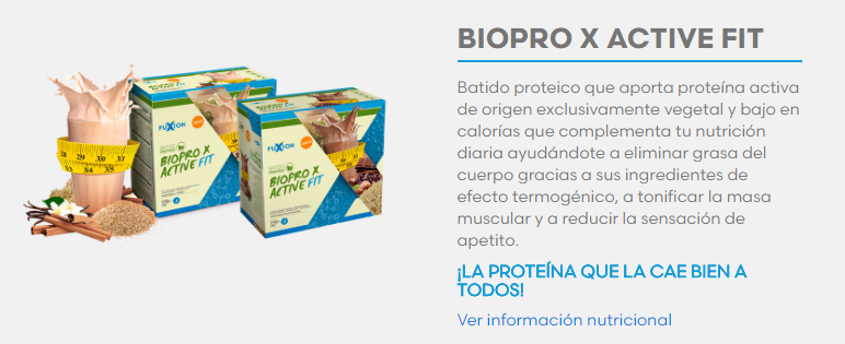 productos fuxion biopro x active fit batido protein vegetal para control de peso apetito reducir medidas